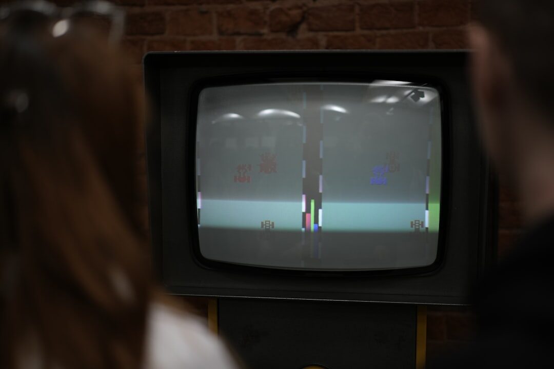 family watching vintage television