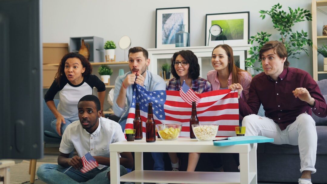 group of friends watching tv